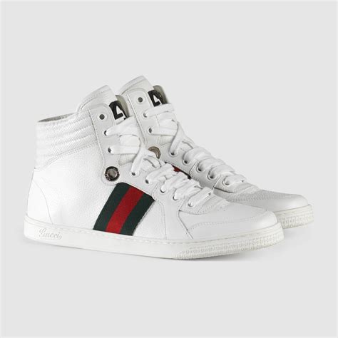 gucci leather high top sneaker white|buy Gucci high top sneakers.